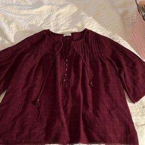 Elegant Burgundy Women's Gauzy Top